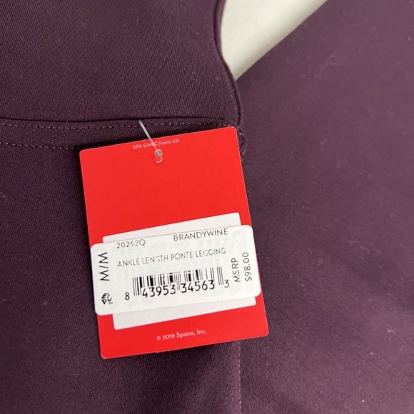 NEW NWT Spanx Ponte Ankle Leggings Brandywine Purple SZ PM Medium Petite Slit - Picture 5 of 7